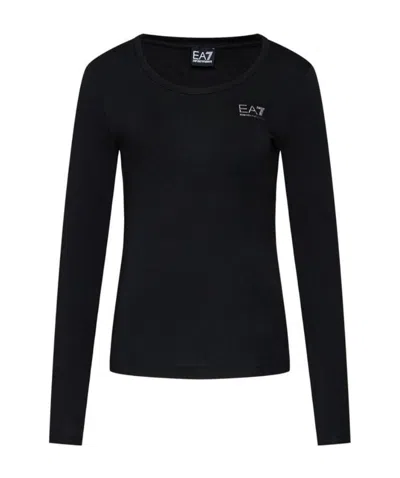 Emporio Armani Logo Long-sleeved T-shirt In Black