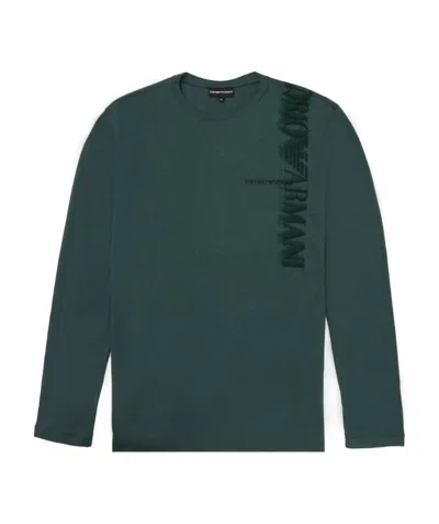 Emporio Armani Logo Long-sleeved T-shirt In Green