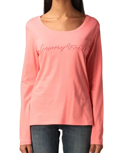 Emporio Armani Logo Long-sleeved T-shirt In Pink