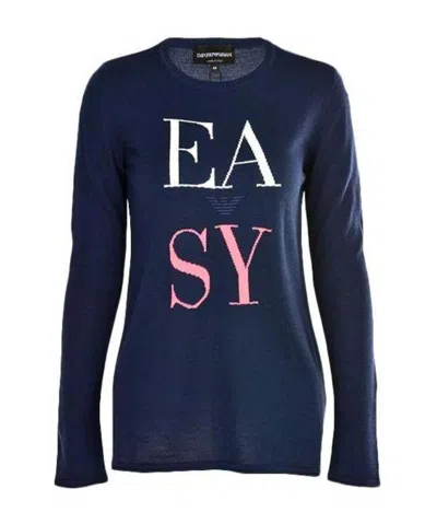 Emporio Armani Logo Long Woolen Pullover In Black