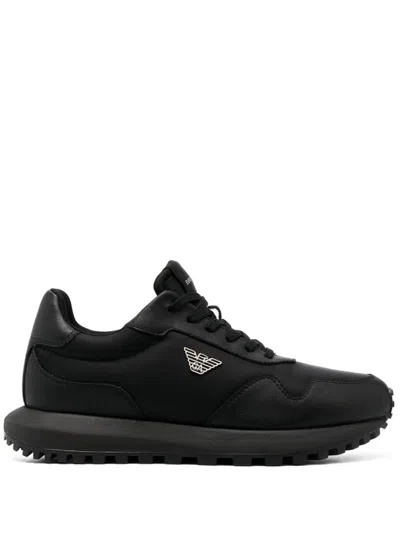 Emporio Armani Logo Low-top Sneakers In Black