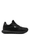 Emporio Armani Asv Recycled Nylon Sneakers With Regenerated Saffiano Details In Black