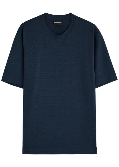 Emporio Armani Logo-monogrammed Cotton T-shirt In Blue