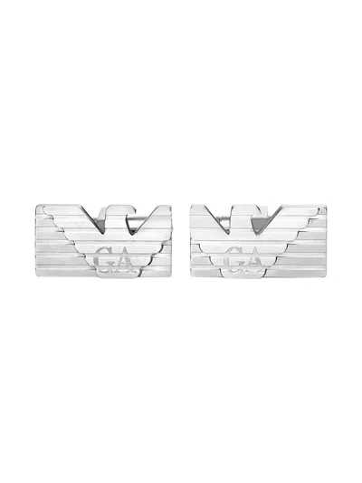 Emporio Armani Logo-motif Cufflinks In Silver
