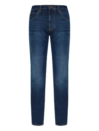 Emporio Armani Logo-motif Jeans In Blue