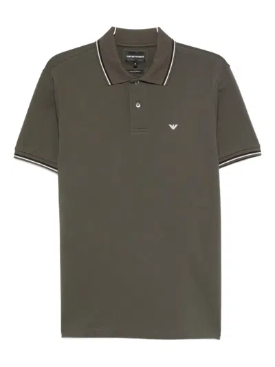 Emporio Armani Logo-motif Polo Shirt In Green