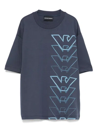 Emporio Armani Kids' Logo-motif T-shirt In Blue
