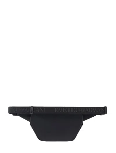 Emporio Armani Logo Nylon Beltbag In Black