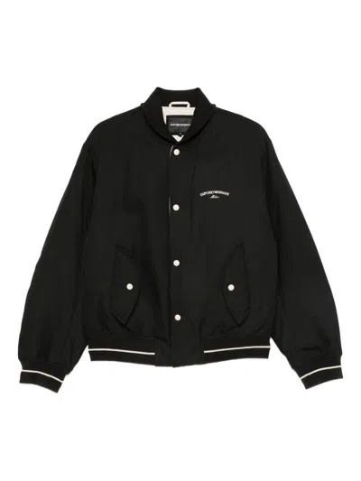 Emporio Armani Logo Nylon Bomber Jacket In Multi