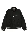 Emporio Armani Nylon Bomber With Logo Embroidery In Black