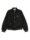 Emporio Armani Nylon Bomber With Logo Embroidery In Black