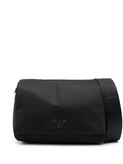 Emporio Armani Logo Nylon Crossbody Bag In Black