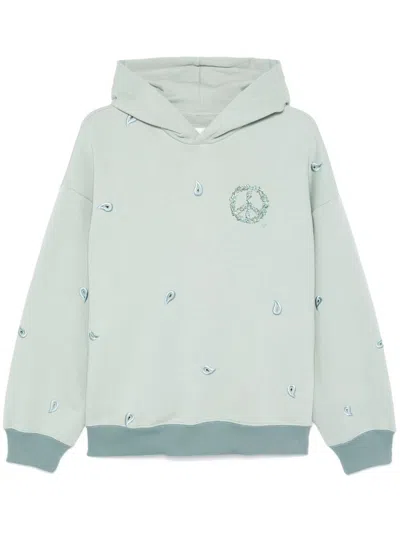 Emporio Armani Logo Organic Cotton Hoodie In Blue