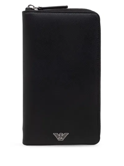 Emporio Armani Logo Organizer In Black