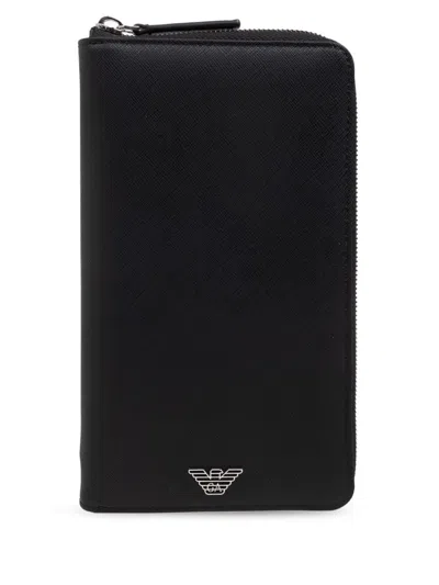 Emporio Armani Logo Organizer In Black