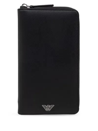 Emporio Armani Logo Organizer In Black