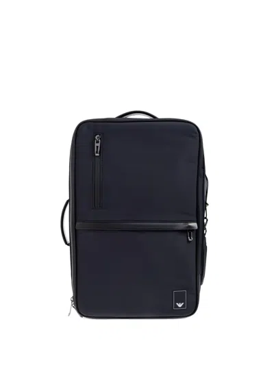 Emporio Armani Logo-patch Adjustable Backpack In Blue