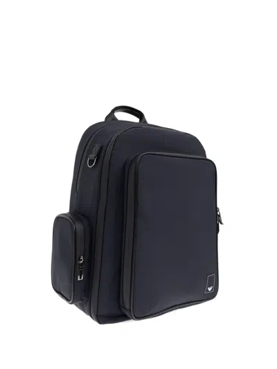 Emporio Armani Logo-patch Adjustable Backpack In Blue