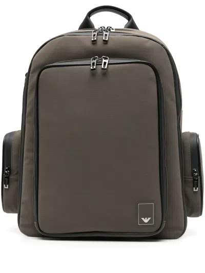 Emporio Armani Logo-patch Backpack In Green
