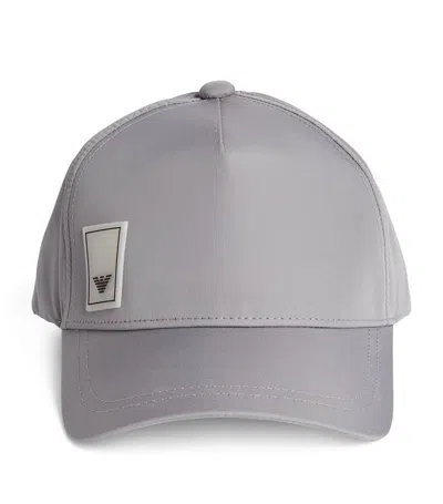 Emporio Armani Logo-patch Panelled Cap In Grey