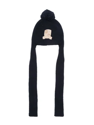 Emporio Armani Kids' Logo-patch Beanie In Blue