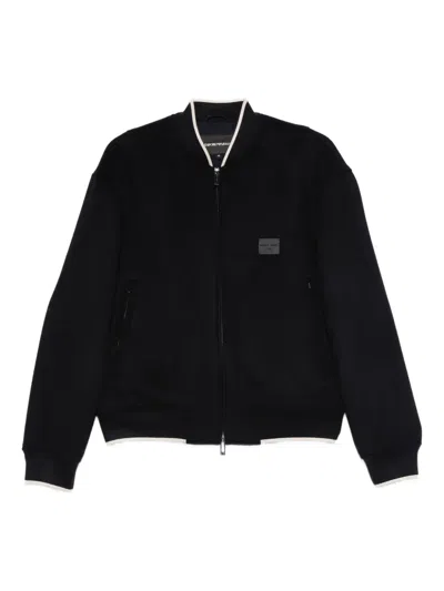 Emporio Armani Wool Bomber Jacket In Black
