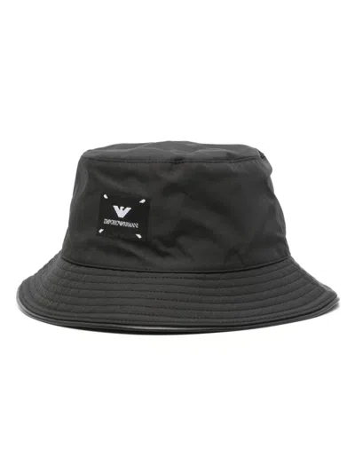 Emporio Armani Logo-patch Bucket Hat In Black