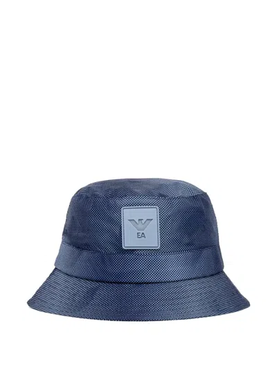 Emporio Armani Kids' Logo-patch Bucket Hat In Blue