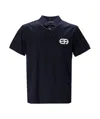 Emporio Armani Embroidered Logo Polo Shirt In Blue
