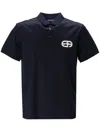 Emporio Armani Embroidered Logo Polo Shirt In Blue