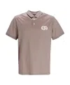 Emporio Armani Logo-patch Button-fastening Polo Shirt In Nude