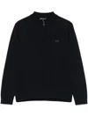 Emporio Armani Logo-patch Cardigan In Blue