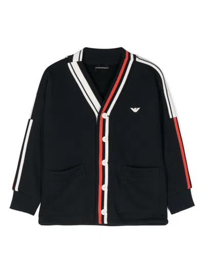 Emporio Armani Kids' Logo-patch Cardigan In Blue