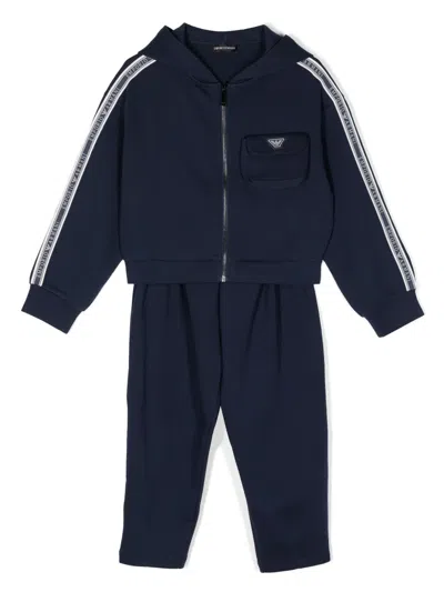 Emporio Armani Kids' Logo-patch Cotton-blend Tracksuit In Blue