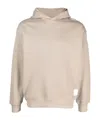 Emporio Armani Logo-patch Cotton Hoodie In Nude
