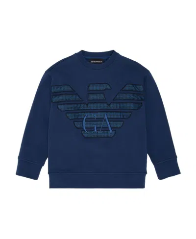 Emporio Armani Logo-patch Cotton Sweatshirt In Blue