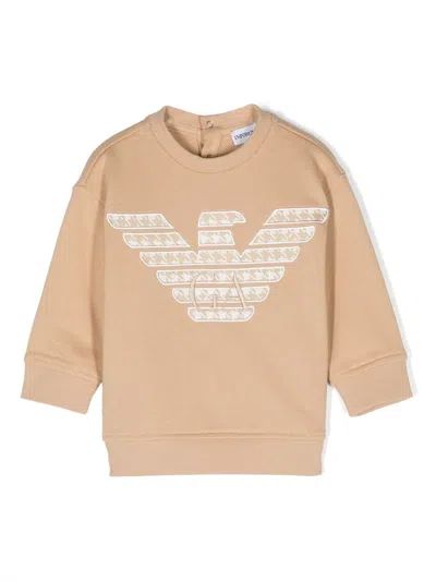 Emporio Armani Babies' Logo-patch Cotton Sweatshirt In Brown