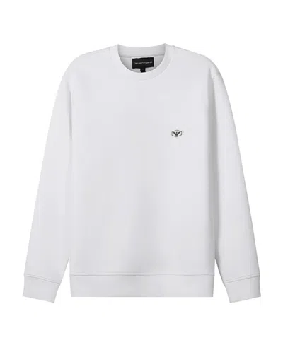 Emporio Armani Logo-patch Crew-neck Sweatshirt In White
