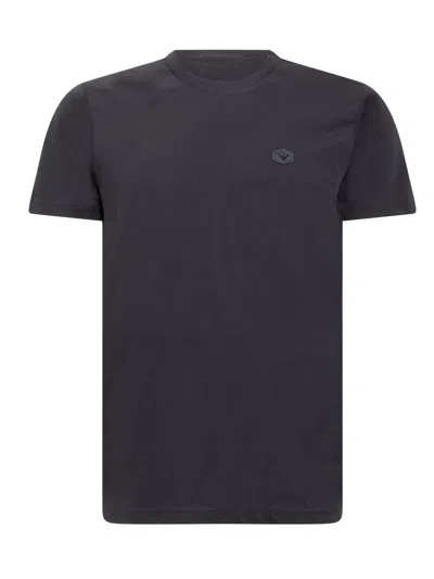 Emporio Armani Logo Patch Crewneck T-shirt In Blue