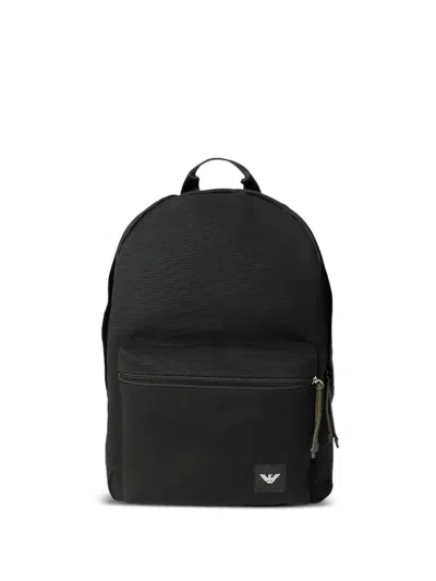 Emporio Armani Logo-patch Drawstring Backpack In Black