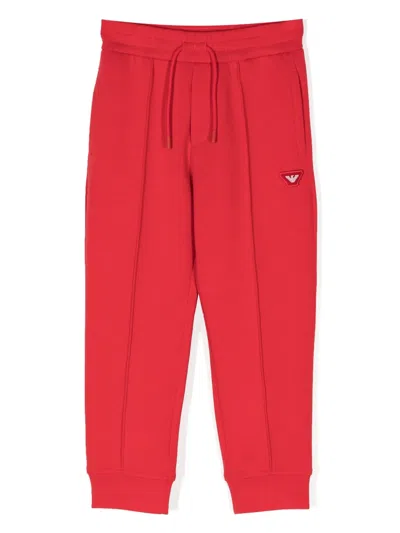 Emporio Armani Kids' Logo-patch Drawstring Track Pants In Red