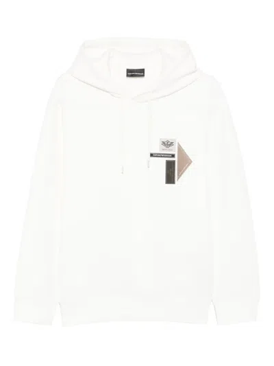 Emporio Armani Logo-patch Hooded Sweater In White