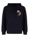 Emporio Armani Cotton Blend Hooded Sweatshirt In Black