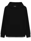 Emporio Armani Hooded Cotton Sweater Ribbed Cuffs In Blau