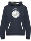 Emporio Armani Cotton Twill Whale Patch Regular Fit Hoodie In Blue