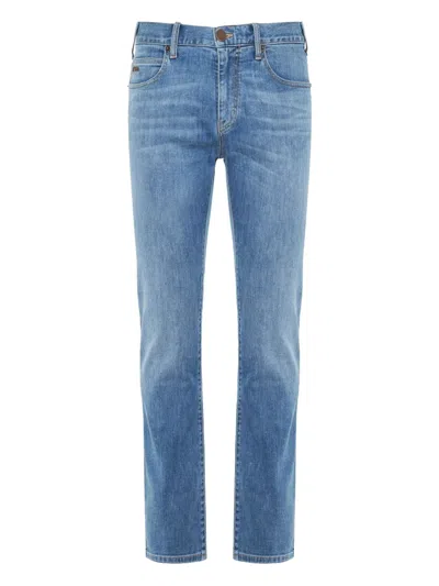 Emporio Armani Logo-patch Jeans In Blue