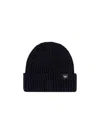 Emporio Armani Logo-patch Knitted Beanie In Black