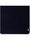 Emporio Armani Logo-patch Knitted Scarf In Blue