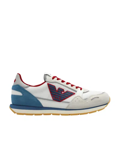 Emporio Armani Logo-patch Lace-up Sneakers In White