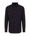 Emporio Armani Long-sleeved Lapel Full-body Logo Jacquard Shirt In Black